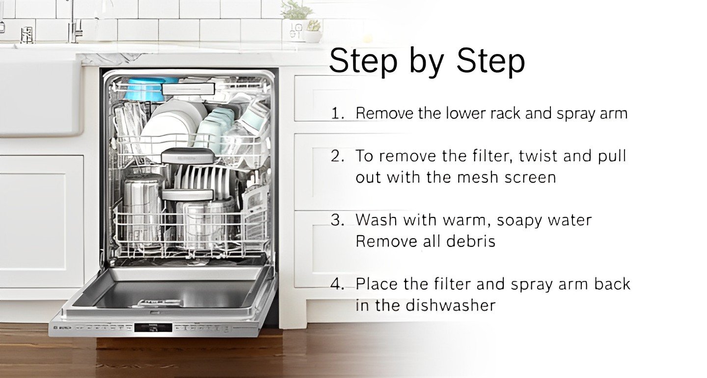 Bosch Dishwasher Clean Filter Step By Step Procedures