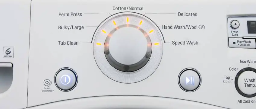 LG washing machine buttons display 