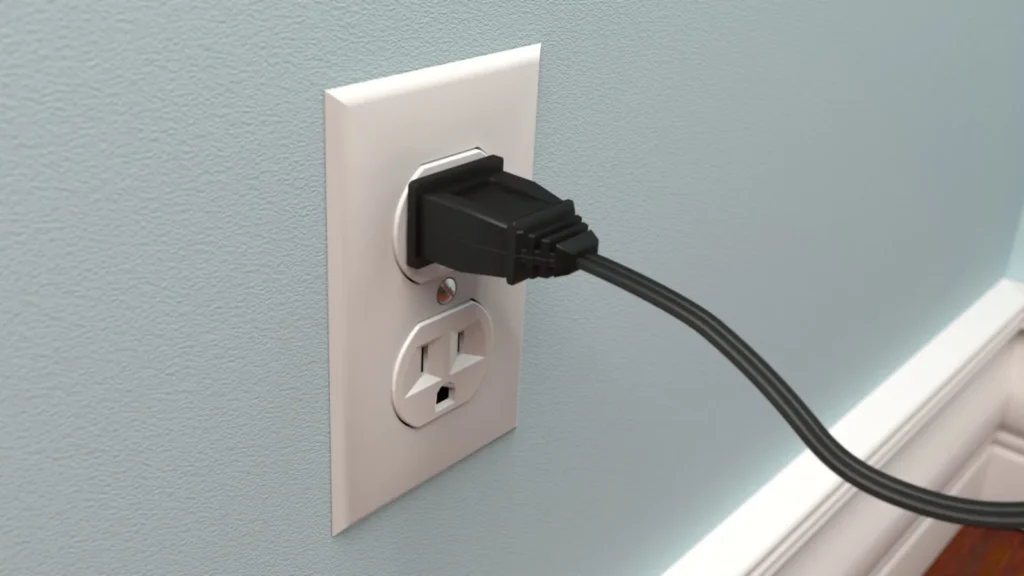 The power outlet on wall