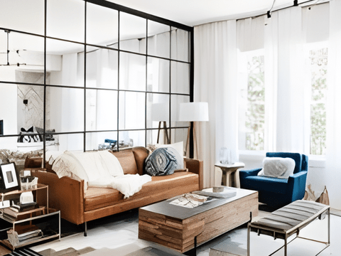 Grid mirror wall panel